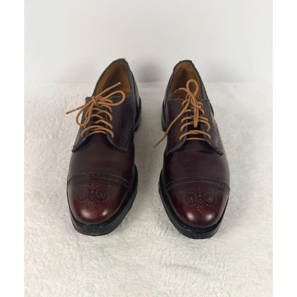 Allen Edmonds Lexington 14 D Burgundy Oxblood Cap Toe Oxford Dress Shoes USA